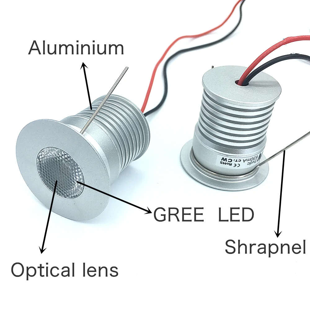 3W Mini lampy punktowe reflektory LED wewnętrzna 12V 24V z możliwością przyciemniania 30mm oprawa wpuszczana lampa sufitowa wystawa oświetlenie