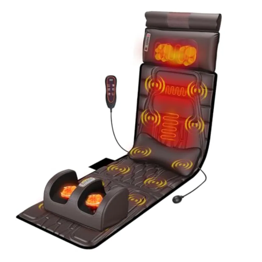 

Массажный коврик из ПУ кожи для всего тела, многофункциональная массажная накладка на кресло с подогревом и таймером, массажер для шеи и стоп, поясничная подушка для автомобиля