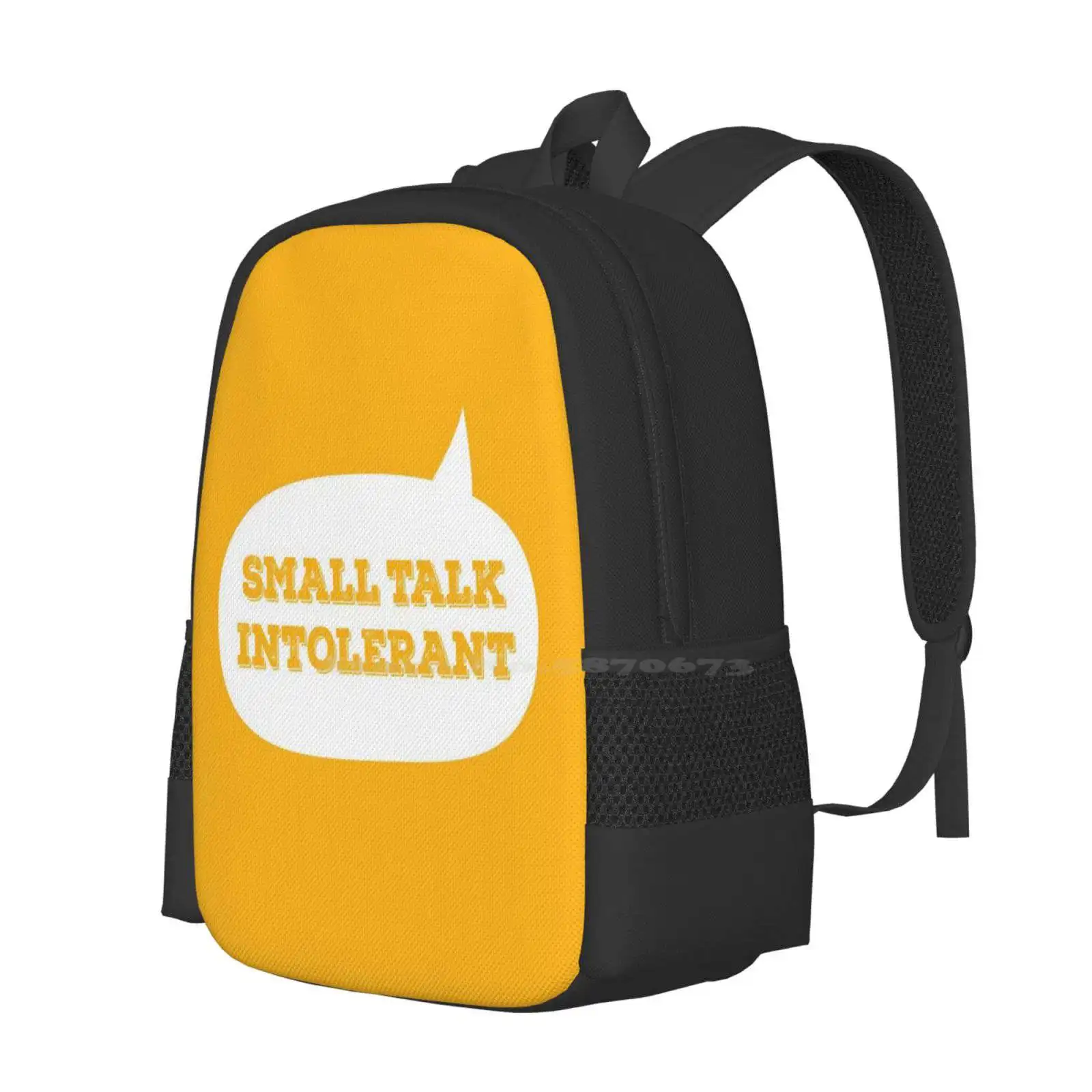 Small Talk Intolerant Pattern Design Bag Student'S Backpack Introversion Introverts Aspergers Nerd Actually Autistic