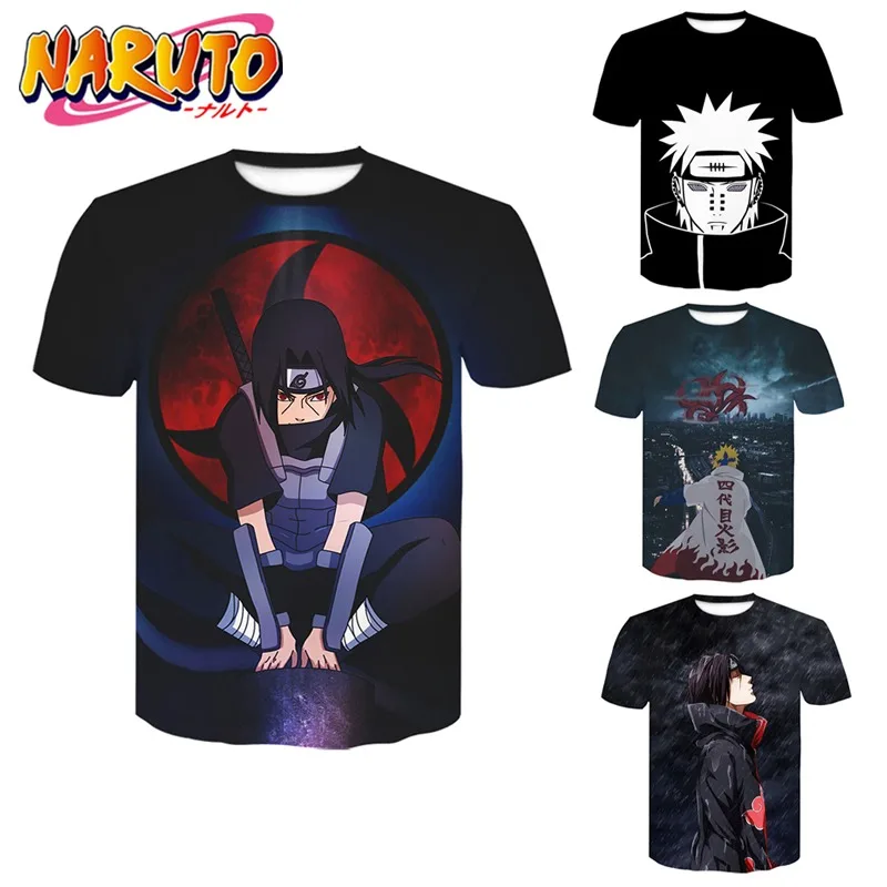 

Футболка мужская оверсайз с рисунком Итачи из аниме «Наруто», удобная рубашка с коротким рукавом, с рисунком Пина, лето, 6XL