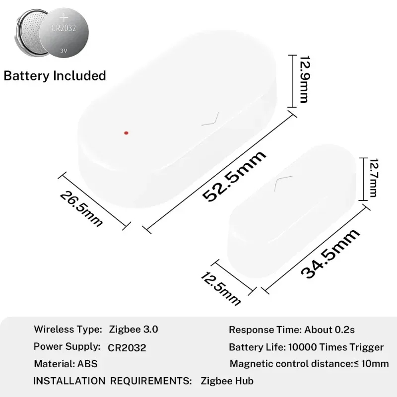 Zigbee 3.0 Tuya Door Sensor Window Sensor Home security For Smart Home Smart Life APP  Compatible with Alexa Google Assistant
