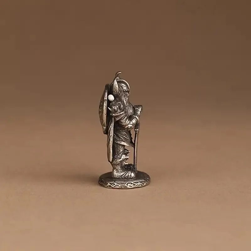 One white bronze warrior/ancient soldier, suitable for car ornaments, multi-functional home and office decorations.