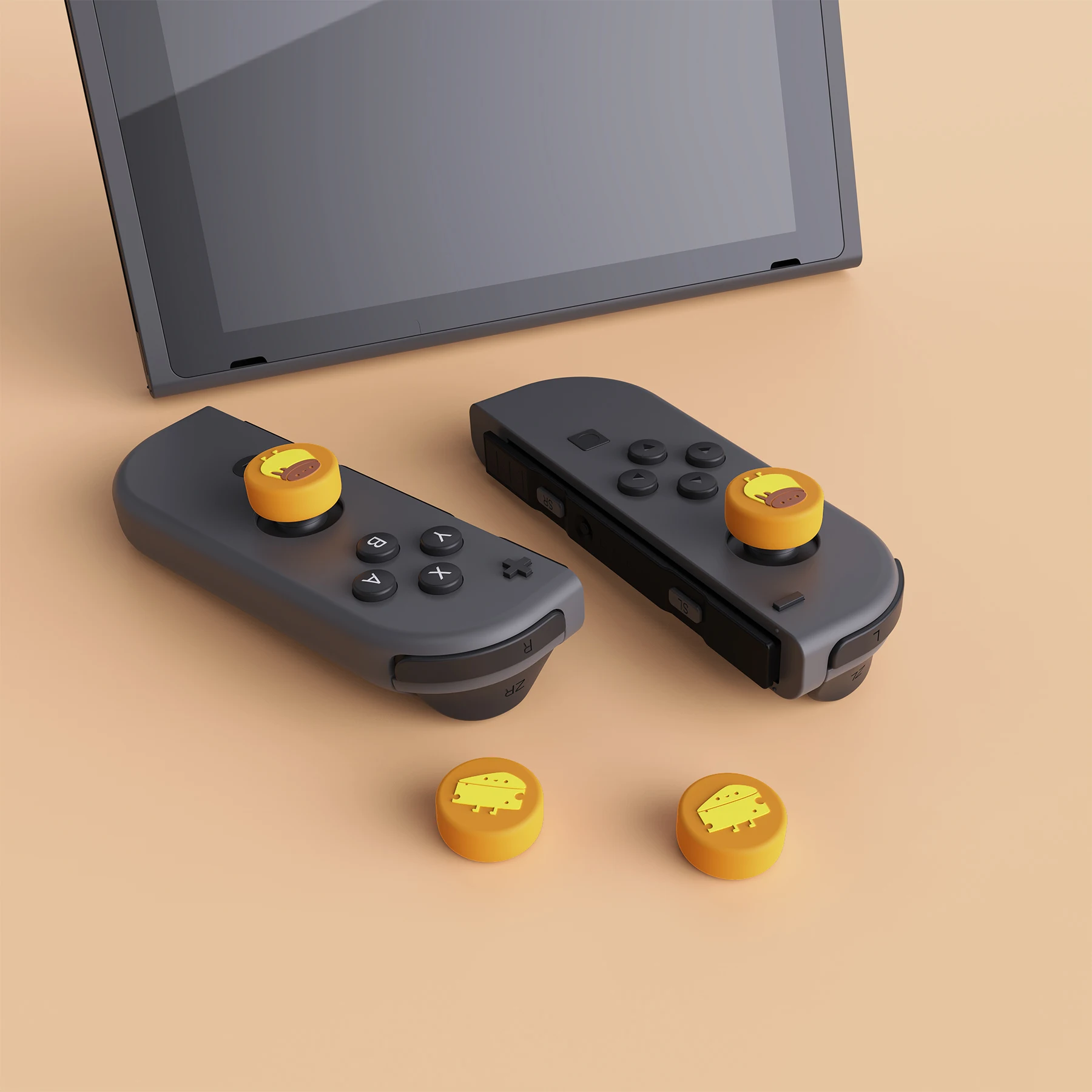 PlayVital Cute Joystick Caps Analog Cover for Nintendo Switch, Thumb Grips for Switch Lite & Switch OLED JoyCon - Cheese Pudding