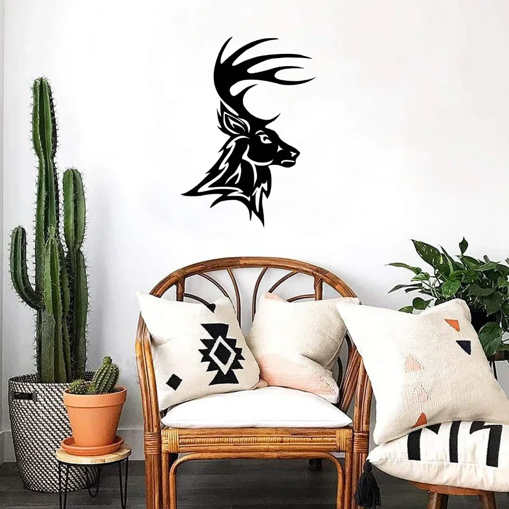 Buck Deer Metal Sign for Cabin - Indoor - Antlers Rack Head Man Cave Cabin Decor New York City Skyline Laser Cut NYC