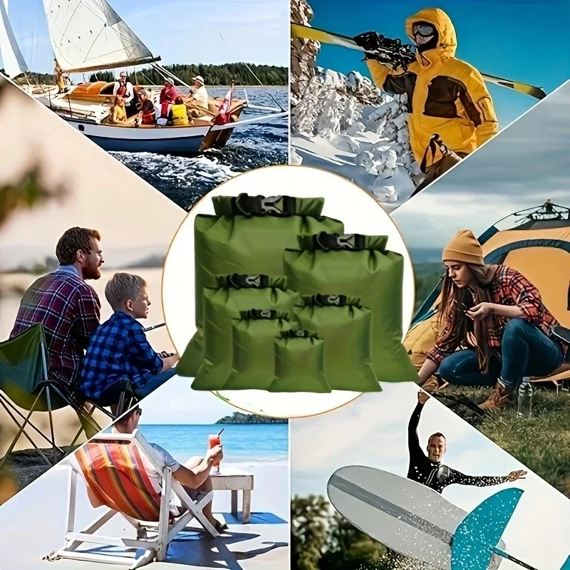 6-piece dry bag set, lightweight and large-capacity tear-resistant dry bags, suitable for outdoor activities like hiking, campin