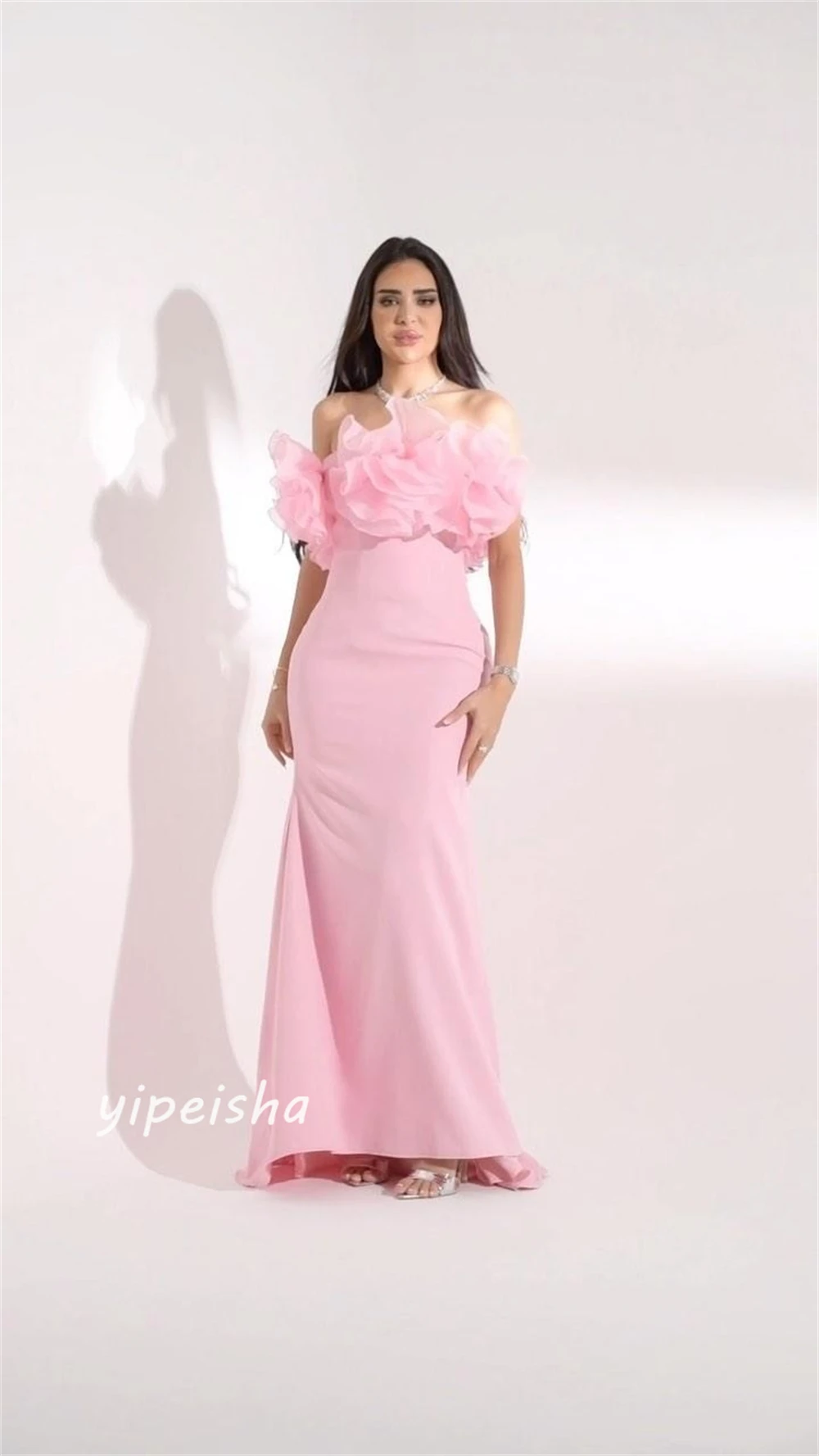 Customized Exquisite Sparkle Jersey Draped Pleat Ruched Celebrity Mermaid Strapless Bespoke Occasion Gown Long Dresses