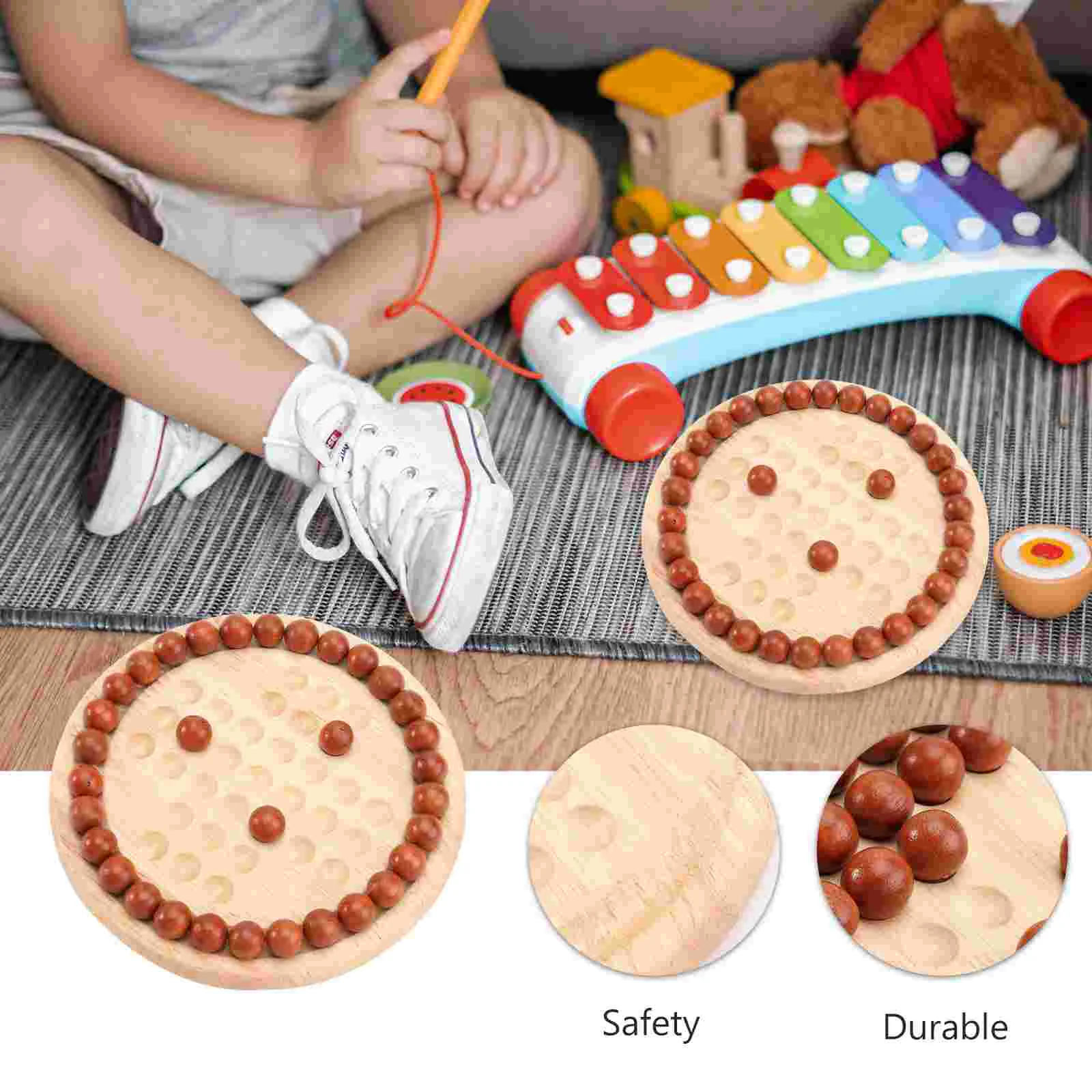 Wooden Beads Glass 1 Child Individual Puzzle Soltaire Toy Adults Classical Educational Board Game