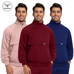 Wholesale Wholesale Medical Scrub Jackets Men Women Dental Clinic Pet Beauty Veterinary Work Clothes Solid Color Nurse Scrub Top
