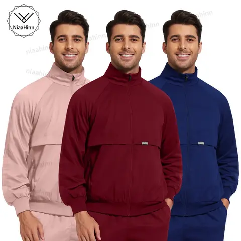 Vendita all'ingrosso all'ingrosso giacche per scrub medico uomo donna clinica odontoiatrica bellezza per animali domestici abiti da lavoro veterinari tinta unita infermiera scrub top