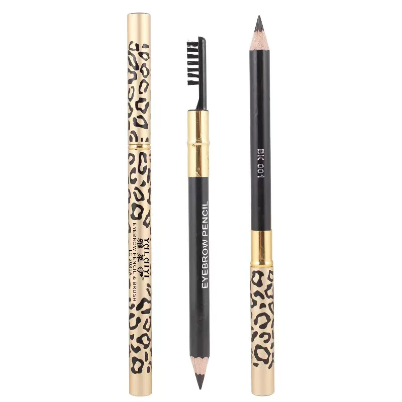 Leopard Women's Eyebrow Pen Waterproof Brown Coffee Pen with Brush Makeup eyeliner Makeup Tool Natural Makeup