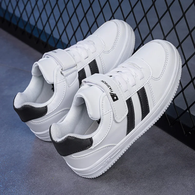 Kinder-Schulsport-Wanderschuhe, modische weiße Freizeit-Sneaker für Jungen und Mädchen, rutschfeste Kinder-Laufschuhe mit weicher Sohle – Detail 4