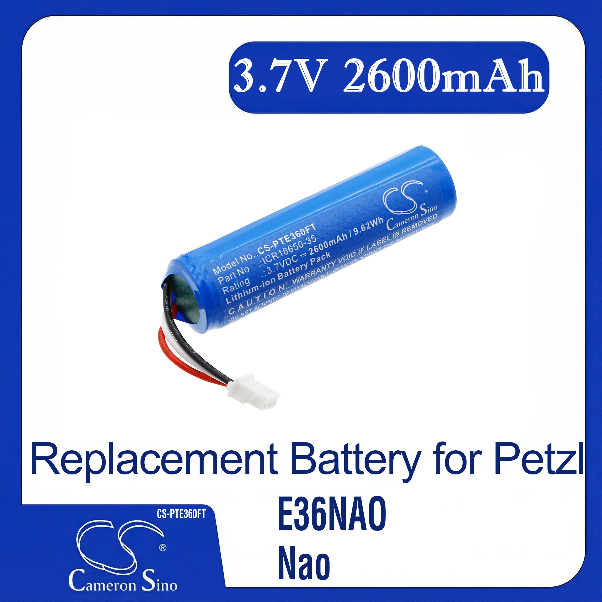 

Cameron Sino Replacement Battery for Petzl E36NAO, Nao, Nao+, Neo, Stirnlampen, Fits P/N ICR18650-35