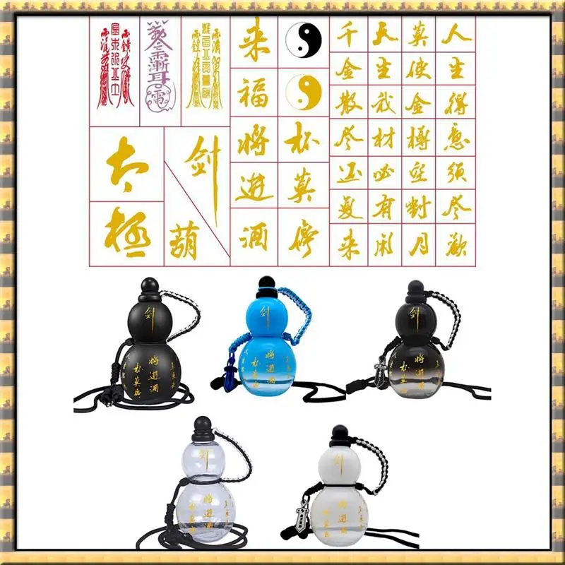 

AA79 New Chinese Retro-Inspired Gourd Water Bottle 800ML Gourd Water Bottle Gourd Sports Water Bottle Black