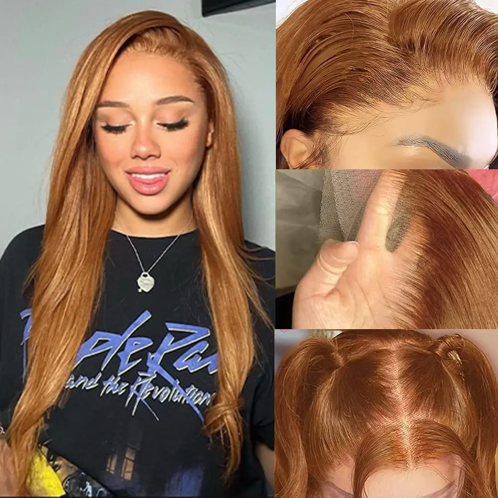 30inch Honey Blonde Lace Front Wigs for Women Straight Synthetic Ginger Lace Front Wig Pre Plucked with Baby Hair Glueless Wigs image 5