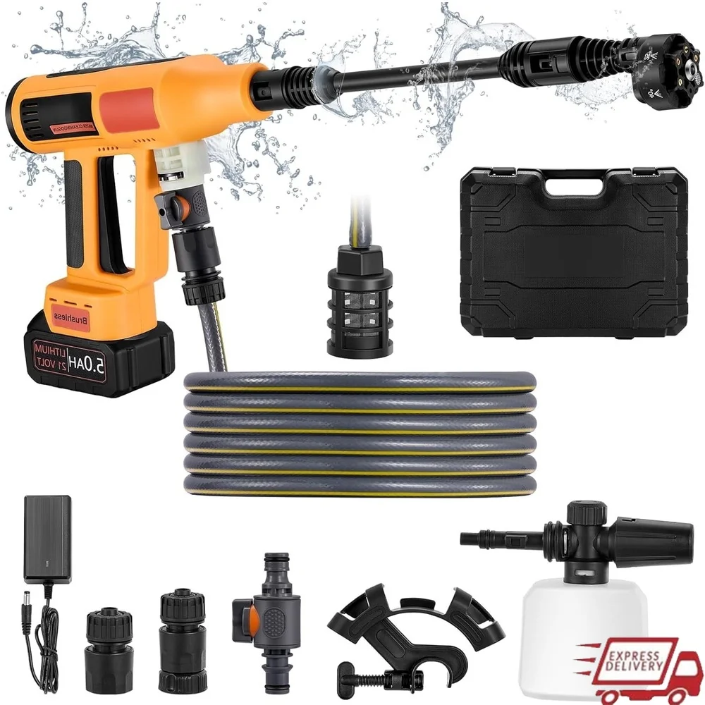 

Upgraded Cordless Pressure Washer 1500 PSI 3.4 GPM Portable Cleaner with 5.0Ah Battery 4-Speed Touchscreen 6-in-1 Nozzle