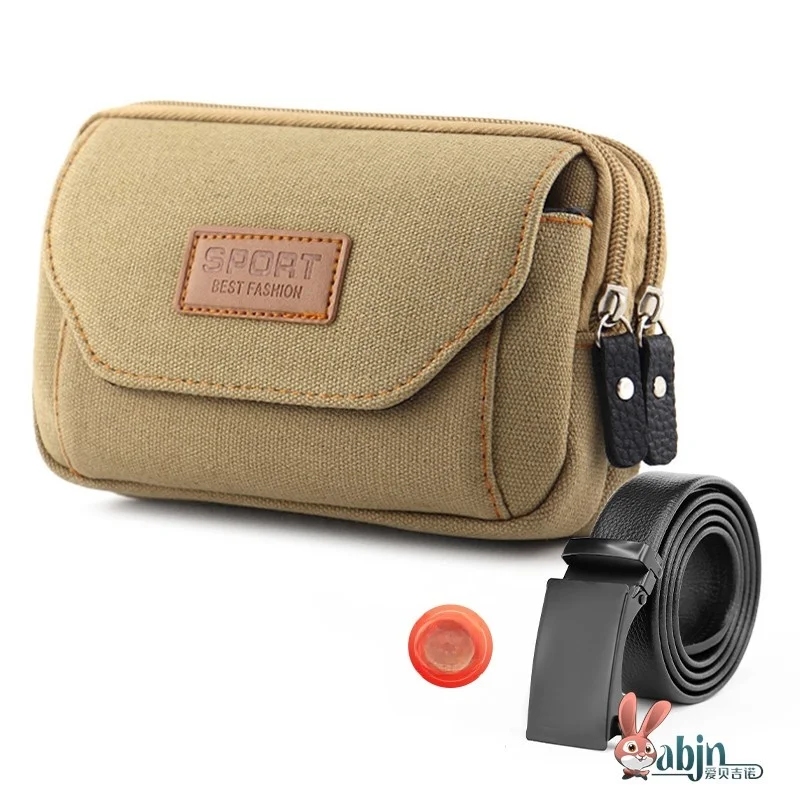 

Canvas Worksite Mobile Phone Waist Bag Men's Belted Phone Cover Wearable Durable Outdoor Sports Bag ABENUOR 7080