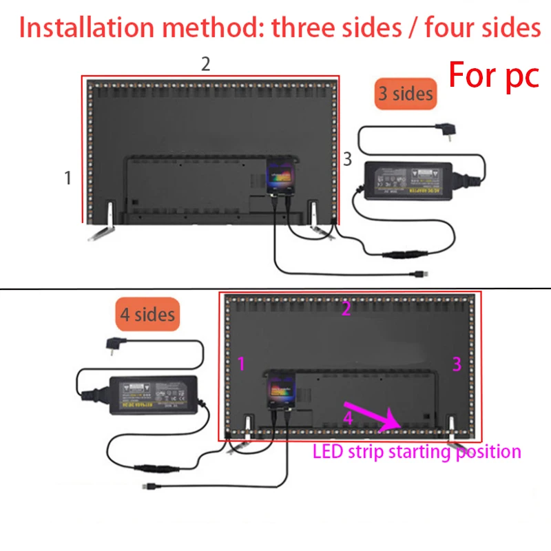 TV PC Sync Ambient Lights USB RGB TV/PC Display Sync LED Strips Smart LED Strip Kits That Can Sync TV Screens,For Playroom Decor