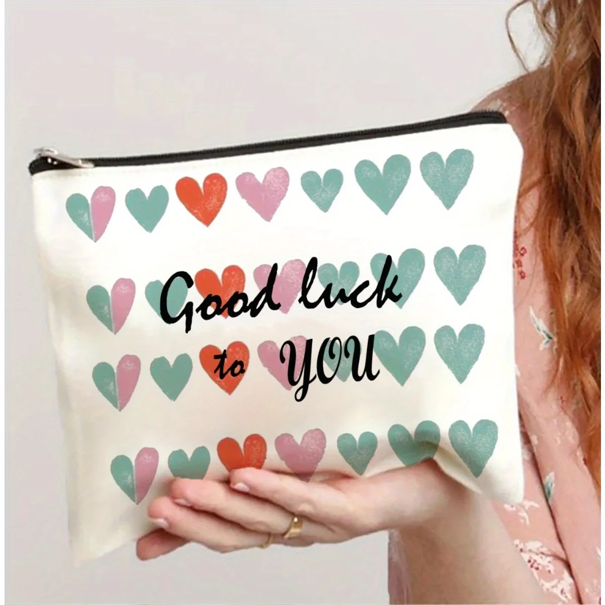 

A Colorful Heart-shaped Makeup Bag- Multifunctional Zipper Pouch, Jewelry Storage Bag, Perfect Travel Zipper Small Storage Bag.