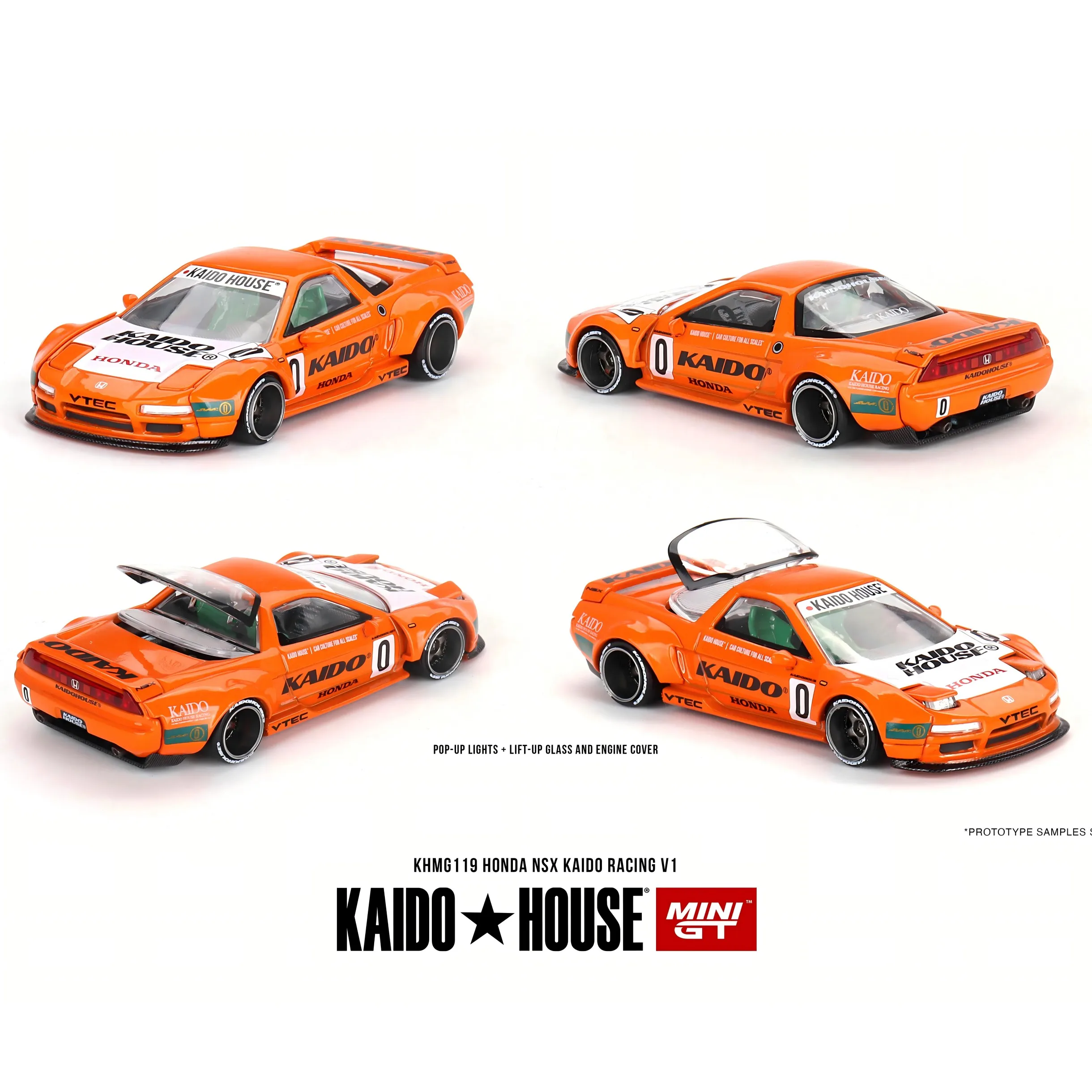 

Модель автомобиля TSM KAIDO HOUSE MINIGT 1/64 KHMG119 NSX Kaido Racing V1 из литого металлического сплава с оранжевым лаком