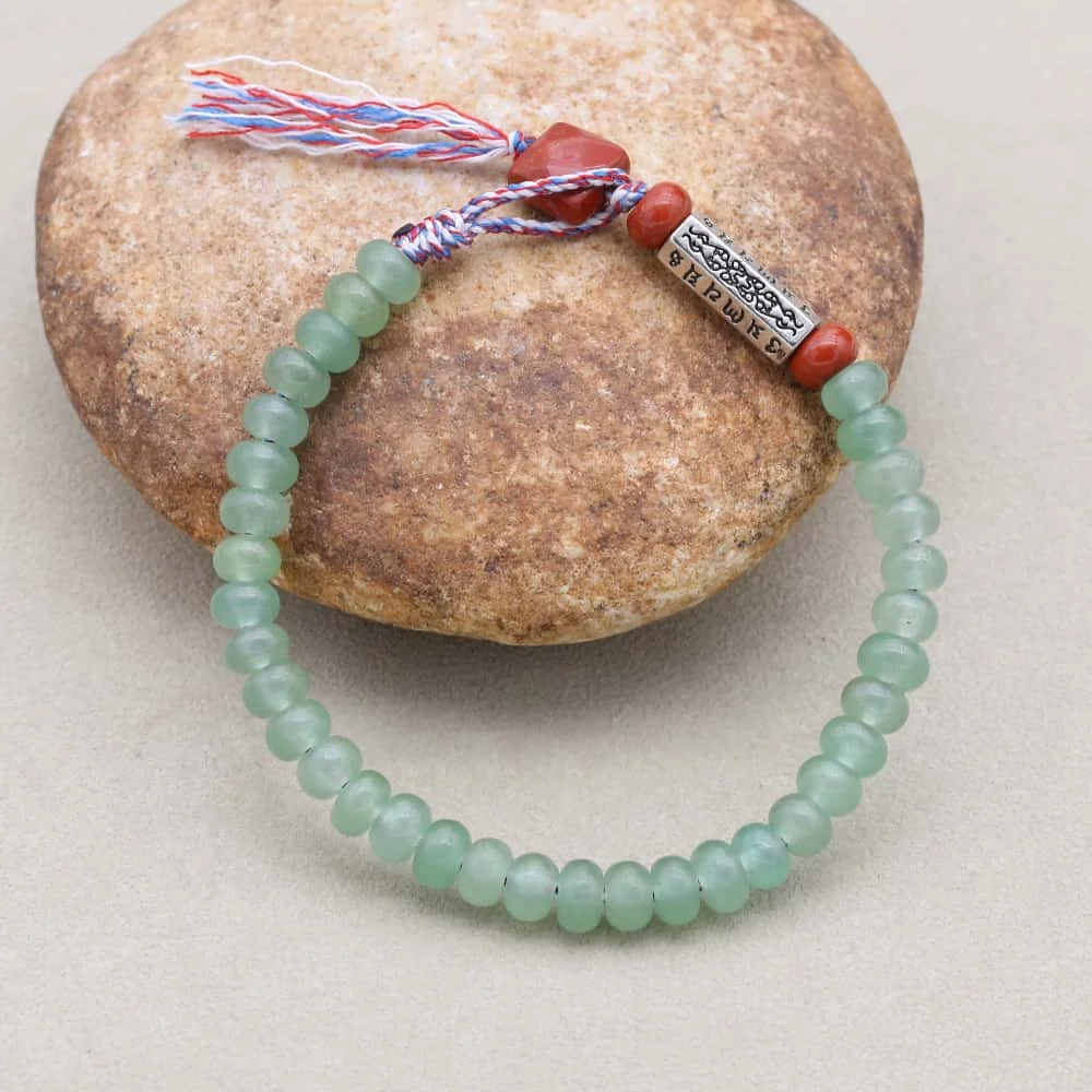 Bracelet en perles d'abacus en aventurine verte et jaspe rouge, porte-bonheur, richesse, bijoux tressés, bracelet de guérison, cadeau pour homme et femme