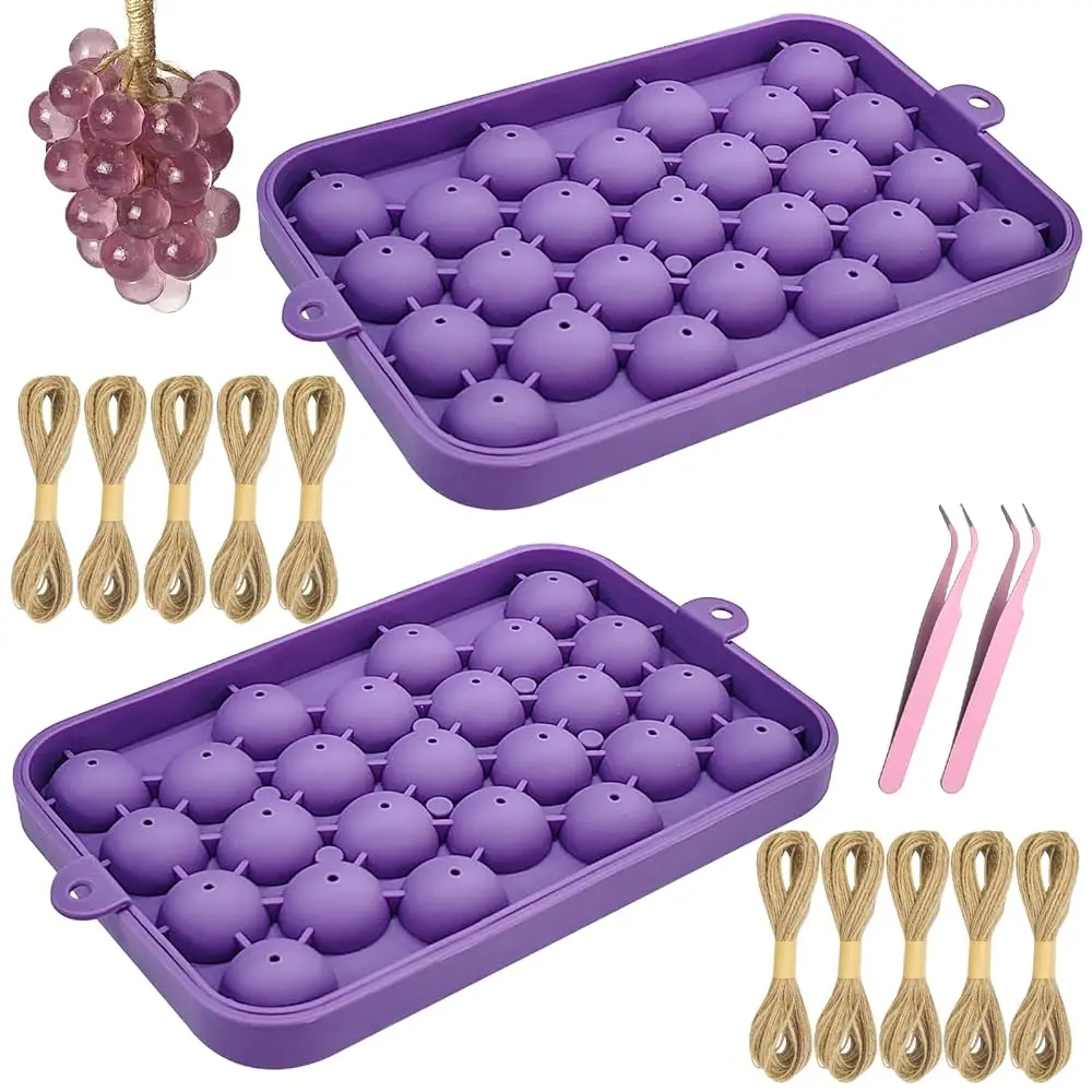 

Grape Silicone Soap Mold Kit – DIY Handmade Soap Making Supplies Set with 2 Molds, 10 Jute Twine, 2 Tweezers – Creative Craft
