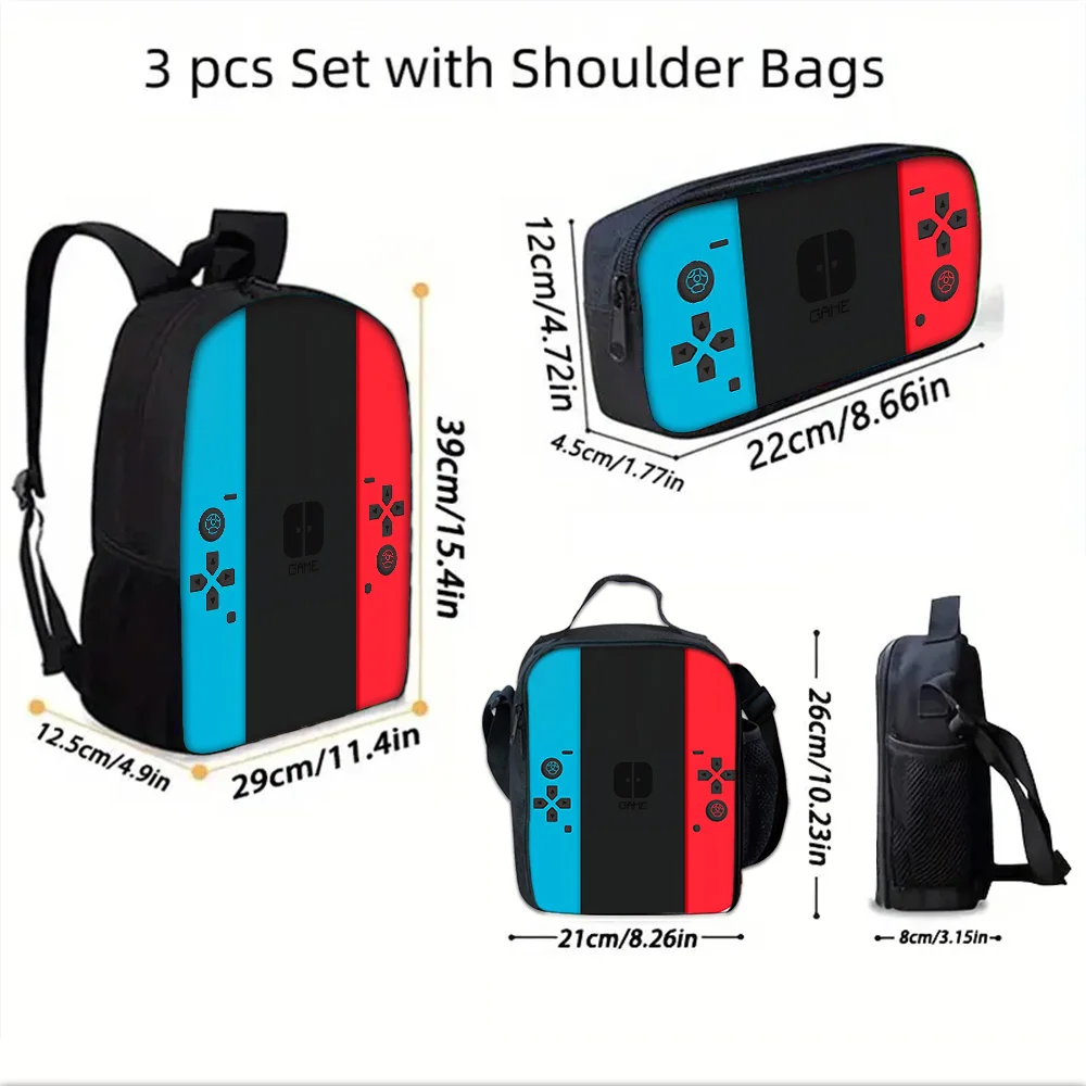 Games Console Child School Backpack with Lunch Bags ,Pencil Bags ,School Bags for Boys Girls Best Gift view 3