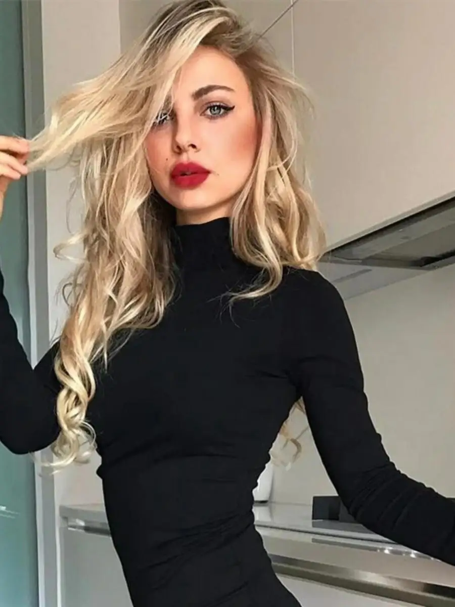 

Fall Winter Women's Commute High Ne Color Long Sve Top Basic Underwear Suit High Waist ort Pants