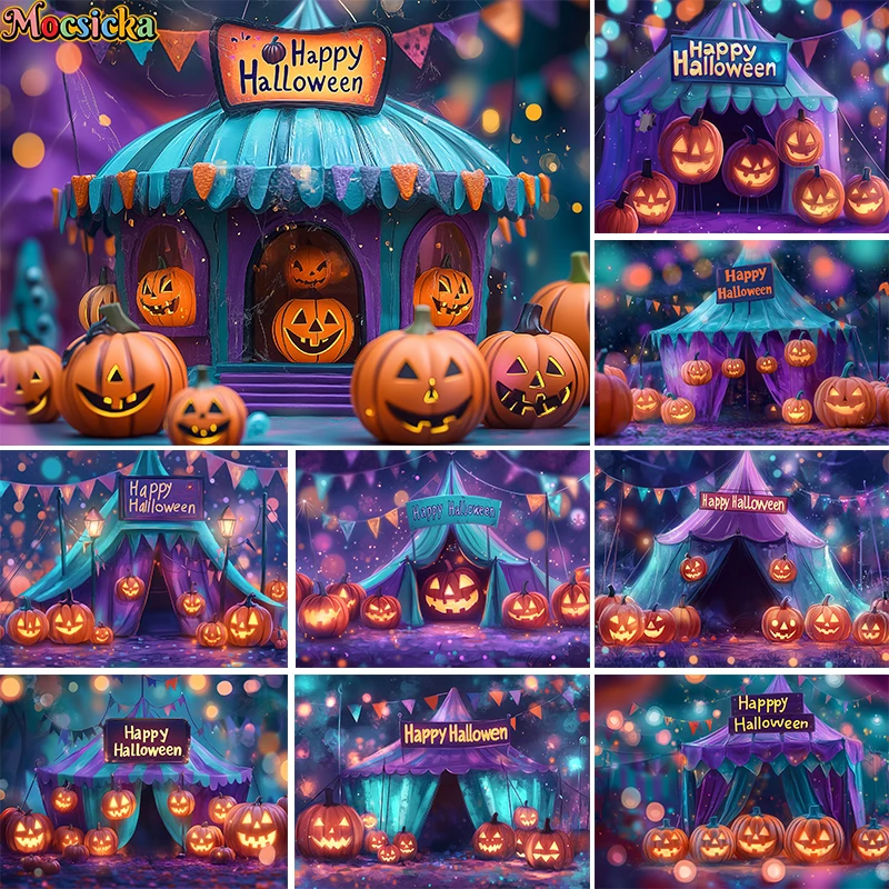 Mocsicka Halloween Backdrops Kids Photogrpahy Child Birthday Photocall Prop Fall Party Festival Ferris wheel Circus Background