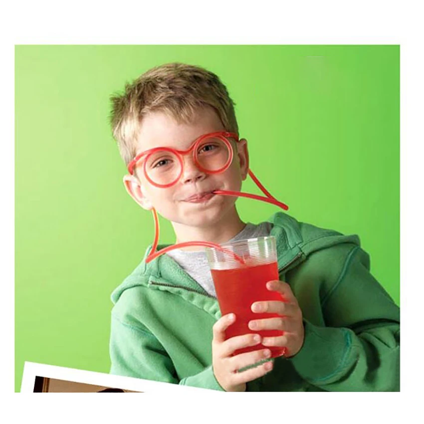 Fun Party Drinking Straw Eye Glasses PVC Flexible Straw Hoses DIY Straw Glasses for Birthday Parties Bar Supplies