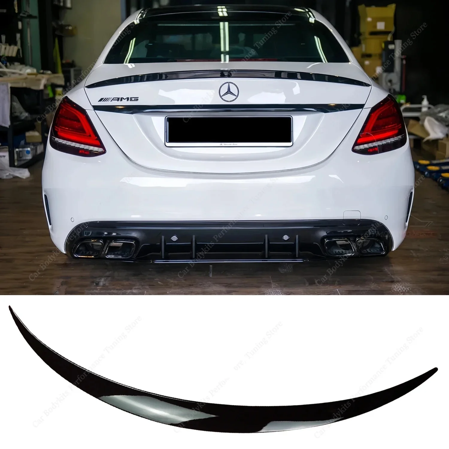 

For Mercedes W205 Style Rear Spoiler C180 C200 C250 C300 C43 4-Door 2015-2021 Rear Trunk Tail Wing Lid Bodykits Tuning