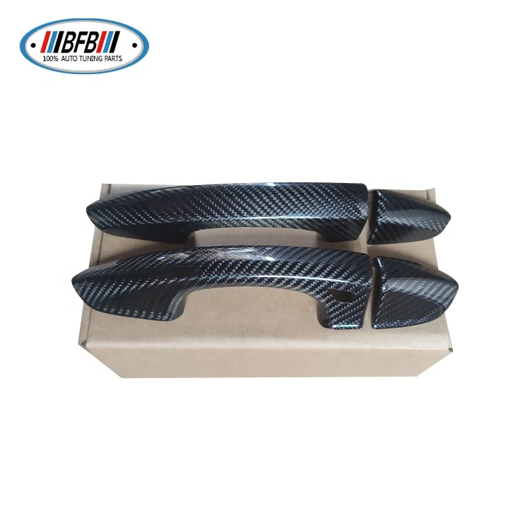 Carbon Fiber Dry Sticker Door Handle Cover Car Exterior Accessories for Ford Mustang 2018up