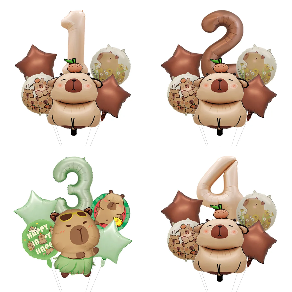 Kit de ballons à thème Capybara pour fêtes entre amis, idéal pour les rassemblements entre collègues et la décoration d'anniversaire entre amis