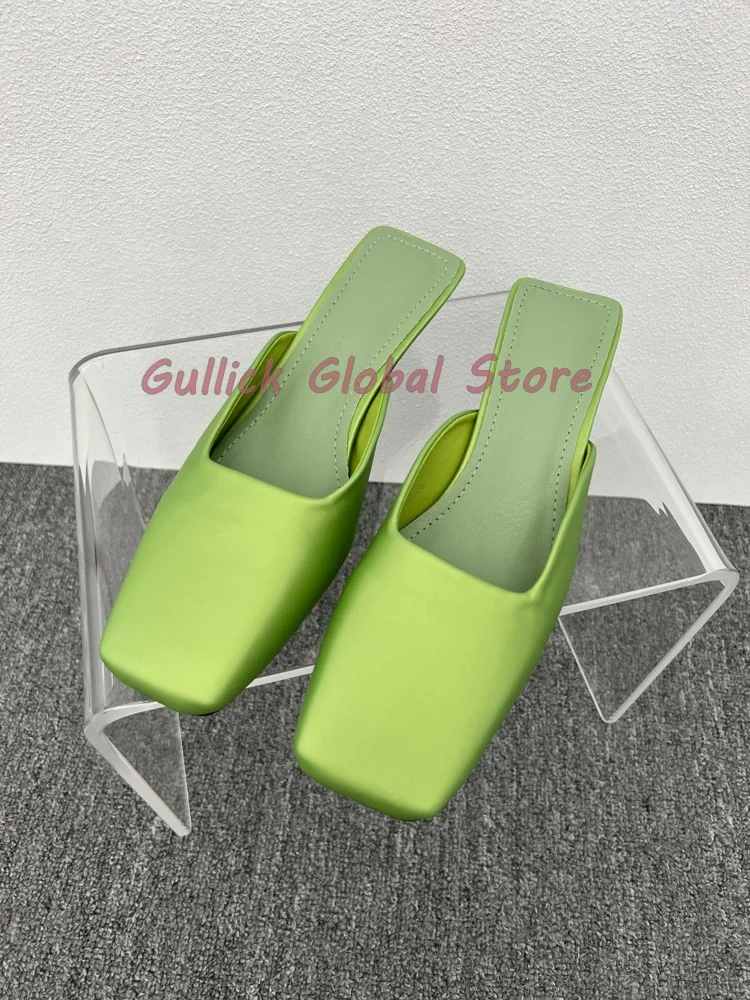 2024 New Low Heeled Square Toe Sandals Spike Heels Sweet Elegant  Fashionable Fairy Pumps Summer Women Slippers Party Dress