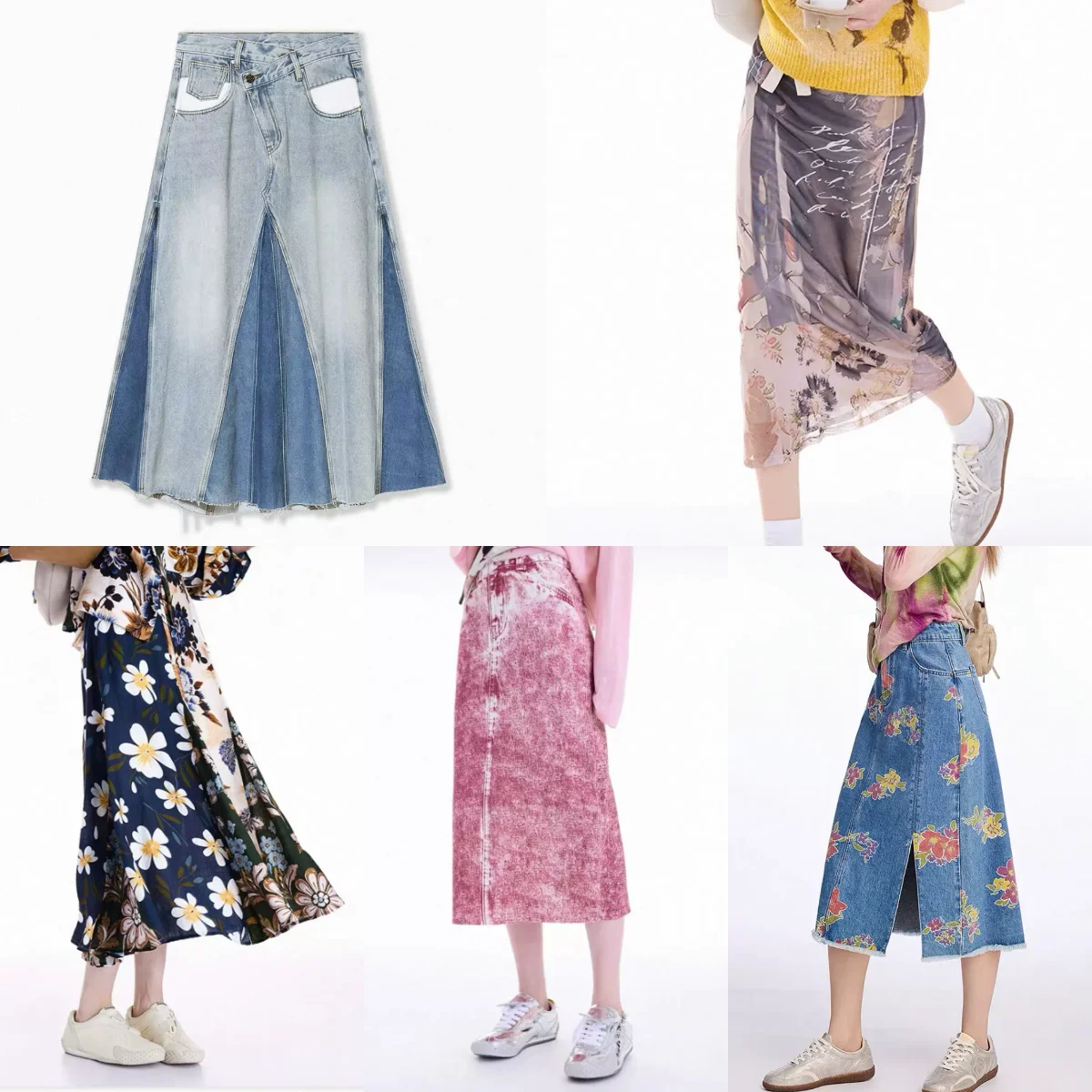 European, American, Spanish original heavy industry embroidery floral slit mid length women's skirt elastic straight tube