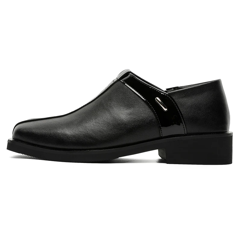 

New Square Toe Thick Soled Leather Shoes Black Men Casual Versatile Fashion Brand Shoes Gentlemen's Social Shoes Sizes 38-46