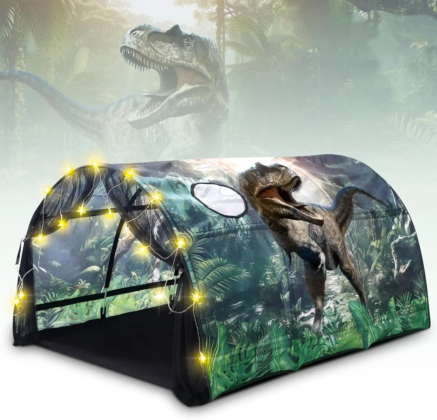 

Kids Dinosaur Bed Tent with String Lights for Girls Boys Bedroom Indoor Play