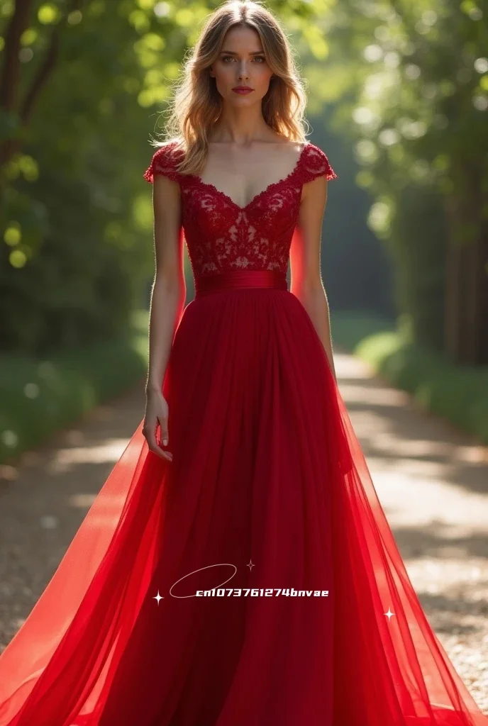 فستان زفاف كلاسيكي أحمر على شكل حرف a مزين بالدانتيل عاري الكتفين وأكمام طويلة من التل زي العرائس رداء de mariée مخصص