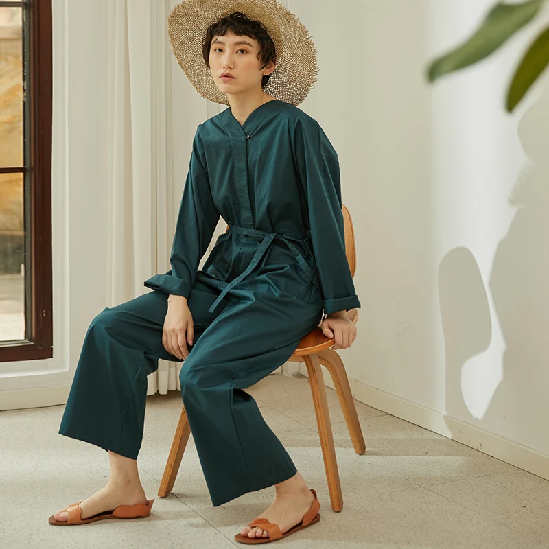 ชุดเอี๊ยมผ้าฝ้าย SoLighter คอลเลคชั่นฤดูใบไม้ผลิ/ฤดูร้อน รุ่นใหม่สำหรับผู้หญิง ทรงหลวม ขาตรง กางเกงขายาวเก้าส่วน เอวสูง เหมาะสำหรับใส่ไปทำงาน