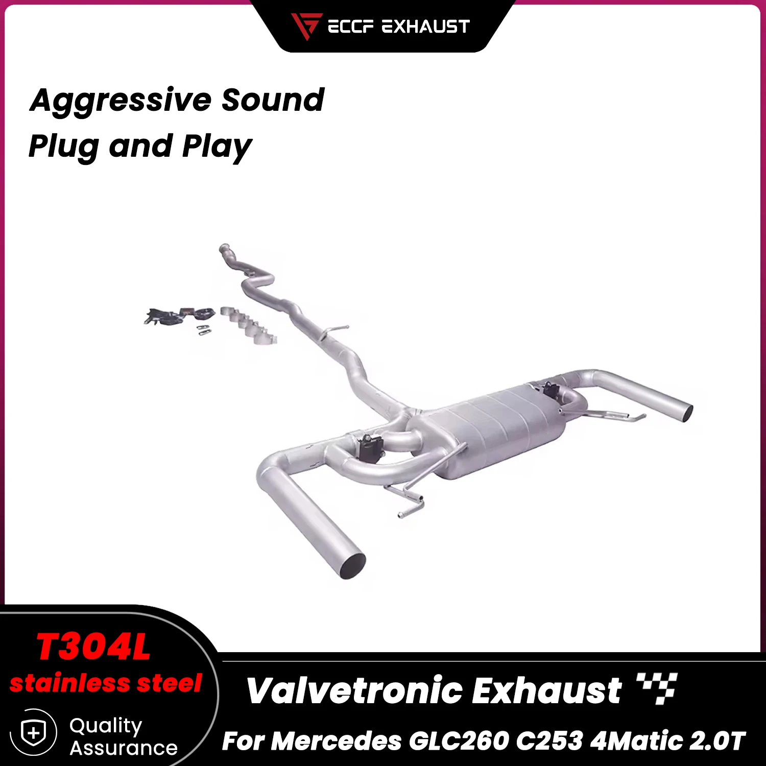 

Valvetronic Exhaust Stainless Steel Catback Exhaust for Mercedes GLC260 C253 4Matic 2.0T Freely Adjustable Sound Control