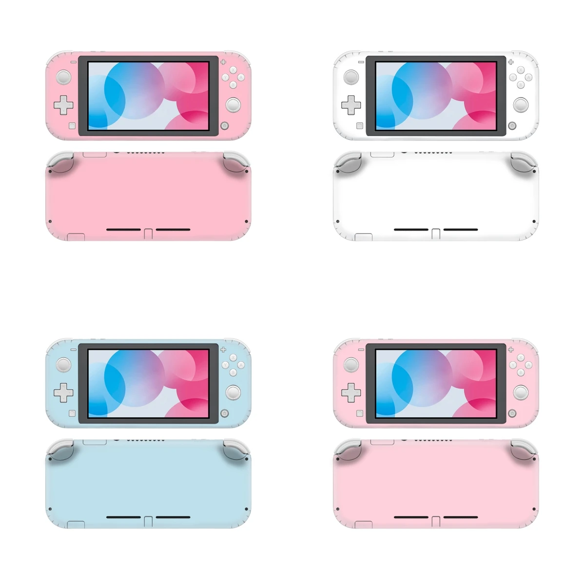Naklejka ochronna z winylu na Switch Lite w kolorach czystego różu, fioletu, czerwieni i bieli, naklejka na konsolę NS Lite i Joy-con.