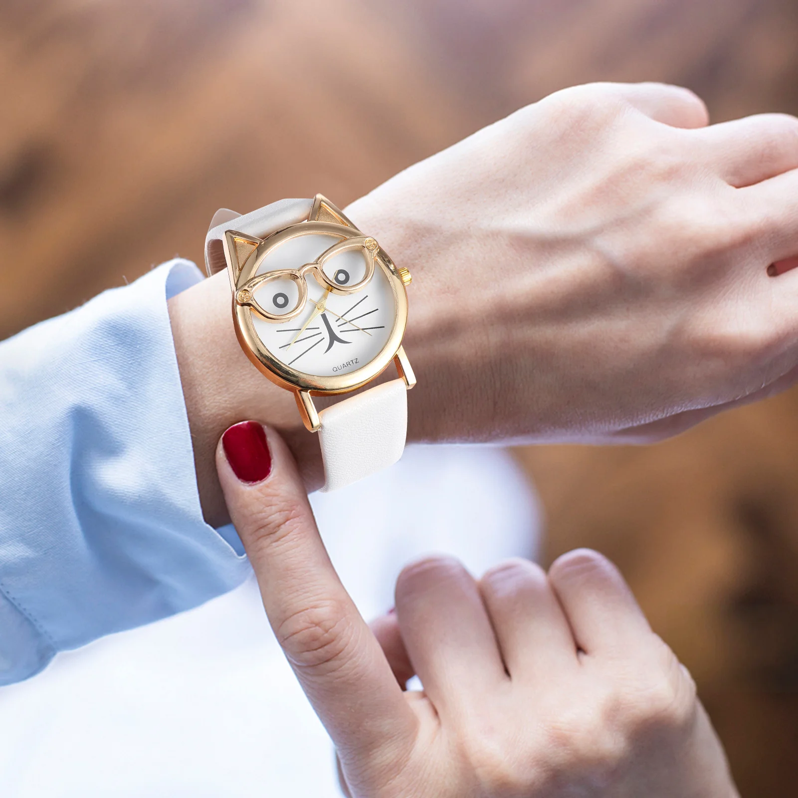 1Pcs Quartz Kids Cat Pattern Watch Durable PU Strap Sports Casual Wristwatch Lightweight Fashion Gift for Boys Girls