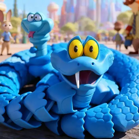 Zootropolis Gary 3D Action Figure Snake Toys Creative Stress Relief Anime Figures Moveable Rotation Desktop Ornament Gift