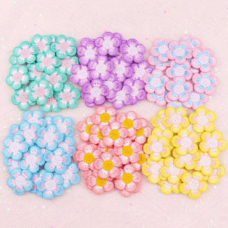 

10PCS/Lot Plum Blossom Iron-on Patches for Clothes Colorful Flowers Embroidered Patch Clothing Accessories DIY Hat Decorations
