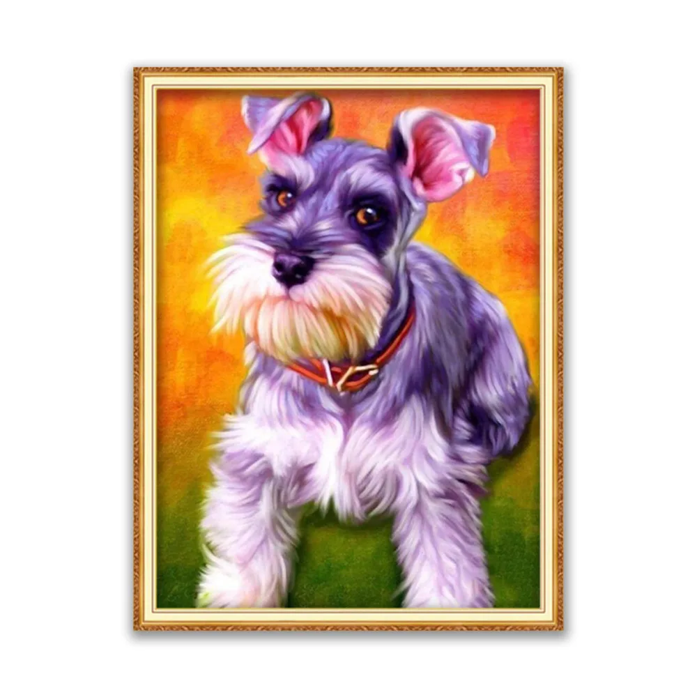 Animal Dog Schnauzer DIY Embroidery Cross Stitch 11CT Kits Needlework Craft Set Printed Canvas Cotton Thread Home Decoration New