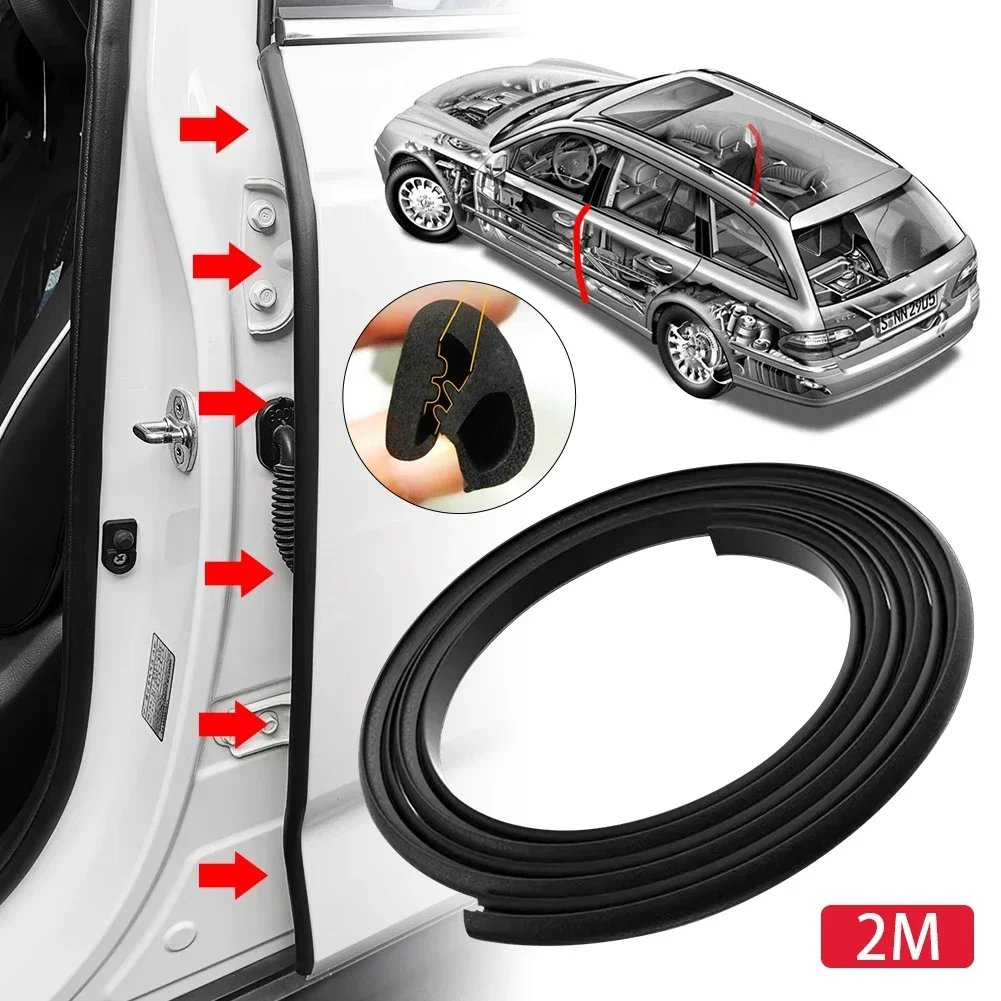 

2m Car Door Edge Seal Strip Thicken Rubber B-Pillar Weatherstrip Waterproof Soundproof Auto Sealant Strip Fits for All Vehicles