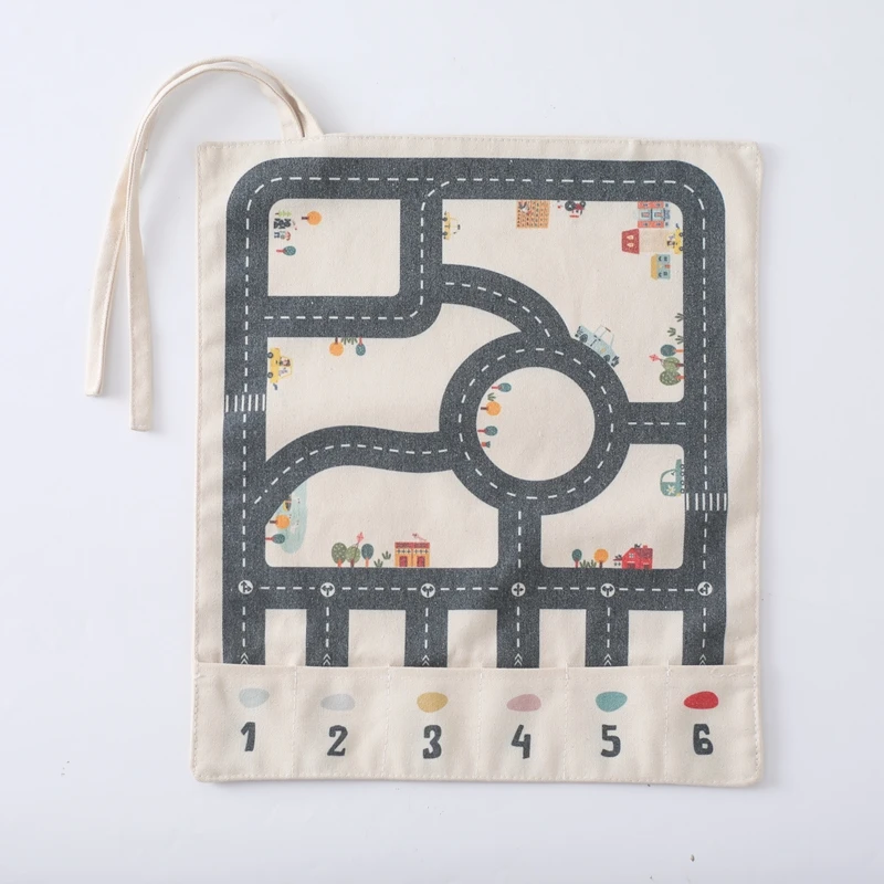 35*31cm montessori Spielzeug Baby Auto Verkehr Straßenkarte Leinwand Desktop-Matte Spiel Holzauto Eltern-Kind-Interaktion Kind Bildung Geschenk – Detail 8