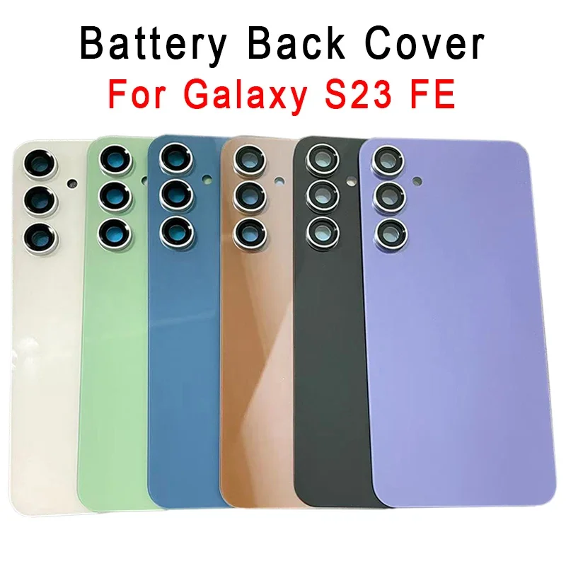 For Samsung Galaxy S23 fe s23fe glass housing cover battery back case rear shell panel parts with camera lens