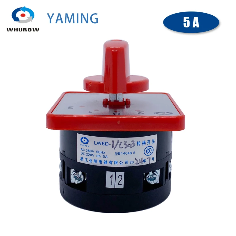 Yaming Electric LW6-1/C303 Panel Mount 5A 1 Pole 4 Position Control Motor Circuit Universal Changeover Rotary Cam Switch