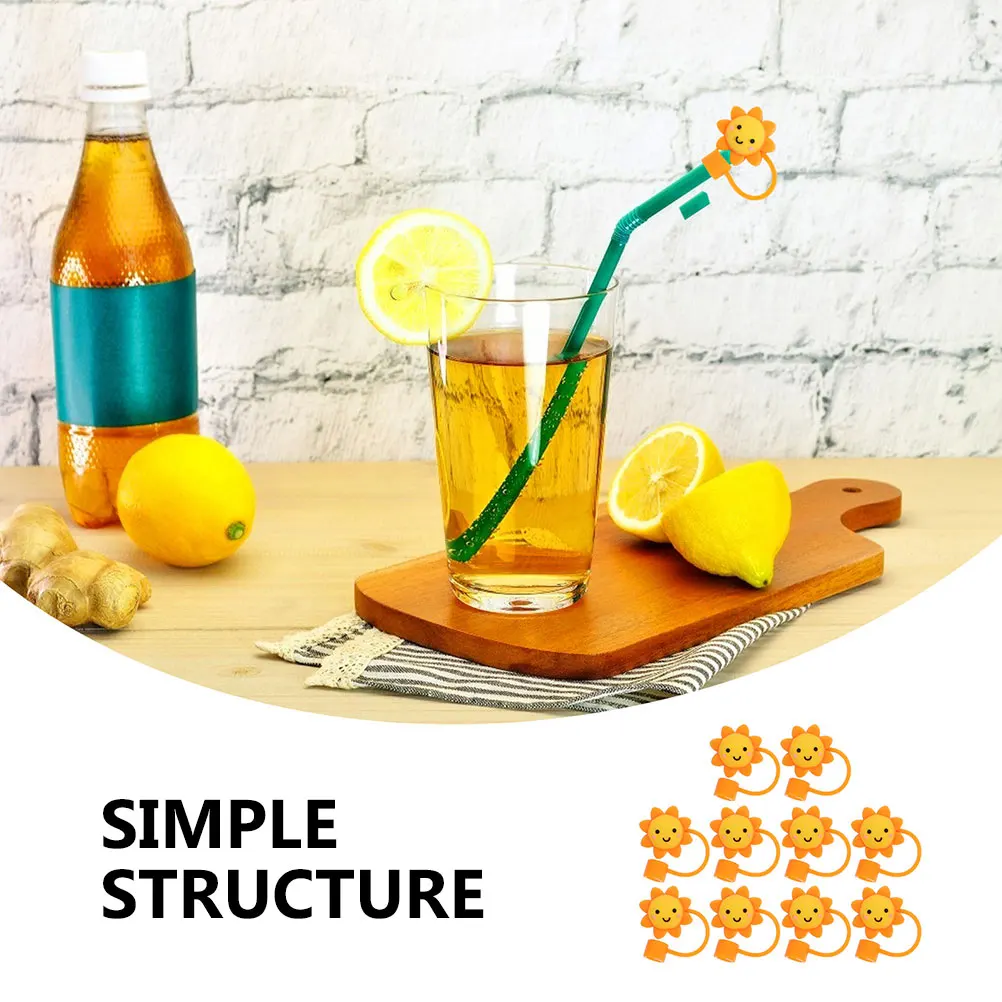 

6 Pcs Straw Protection Accessories Reusable Silicone Tips Covers Caps for Straws Cute Sun Shaped Topper Protective Decorative