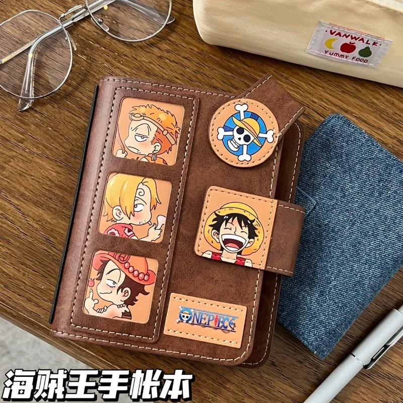 Cuaderno A7 de una pieza de dibujos animados de Anime, manual de hojas sueltas de cuero de viento Rufy Ins, diario de estudiante de aspecto alto, regalo de Navidad